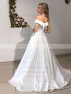 Satin Off-the-shoulder Floor-length Ball Gown Wedding Dresses #PWD00023628