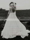 Lace Scoop Neck Sweep Train Ball Gown Buttons Wedding Dresses #PWD00023634