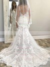 Tulle Scoop Neck Sweep Train Trumpet/Mermaid Appliques Lace Wedding Dresses #PWD00023646