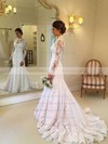 Tulle High Neck Sweep Train Trumpet/Mermaid Appliques Lace Wedding Dresses #PWD00023649