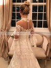 Tulle Scoop Neck Sweep Train Princess Appliques Lace Wedding Dresses #PWD00023654