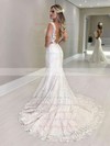 Lace Sweetheart Sweep Train Trumpet/Mermaid Appliques Lace Wedding Dresses #PWD00023659