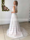 Lace Tulle High Neck Sweep Train A-line Appliques Lace Wedding Dresses #PWD00023665