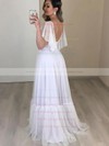 Tulle V-neck Floor-length A-line Wedding Dresses #PWD00023684