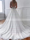 Chiffon V-neck Court Train Princess Beading Wedding Dresses #PWD00023690