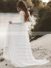 Chiffon V-neck Sweep Train A-line Lace Wedding Dresses #PWD00023692