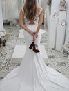 Stretch Crepe Scoop Neck Sweep Train Trumpet/Mermaid Appliques Lace Wedding Dresses #PWD00023703