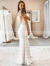 Stretch Crepe V-neck Floor-length Sheath/Column Wedding Dresses #PWD00023706