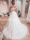 Tulle Scoop Neck Sweep Train Princess Appliques Lace Wedding Dresses #PWD00023709