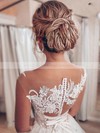 Tulle Scoop Neck Sweep Train Princess Appliques Lace Wedding Dresses #PWD00023709