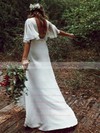 Stretch Crepe V-neck Floor-length A-line Wedding Dresses #PWD00023710