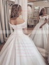 Tulle Off-the-shoulder Court Train Ball Gown Sequins Wedding Dresses #PWD00023712