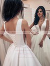 Satin V-neck Sweep Train Princess Wedding Dresses #PWD00023713