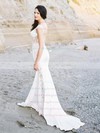 Silk-like Satin Scoop Neck Sweep Train Trumpet/Mermaid Appliques Lace Wedding Dresses #PWD00023725