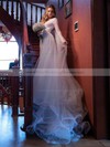 Lace V-neck Sweep Train Trumpet/Mermaid Wedding Dresses #PWD00023729