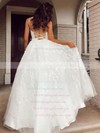 Tulle V-neck Floor-length Princess Appliques Lace Wedding Dresses #PWD00023731