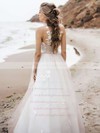 Tulle Scoop Neck Sweep Train Princess Appliques Lace Wedding Dresses #PWD00023750