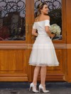 Organza Off-the-shoulder Knee-length A-line Wedding Dresses #PWD00023757