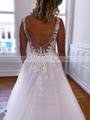 Tulle V-neck Sweep Train Ball Gown Appliques Lace Wedding Dresses #PWD00023761