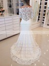 Lace Off-the-shoulder Sweep Train Trumpet/Mermaid Wedding Dresses #PWD00023780