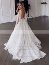 Organza V-neck Sweep Train Ball Gown Ruffles Wedding Dresses #PWD00023785