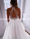 Organza High Neck Court Train Ball Gown Beading Wedding Dresses #PWD00023786
