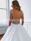 Satin V-neck Court Train A-line Beading Wedding Dresses #PWD00023794