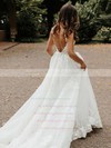 Tulle V-neck Court Train A-line Appliques Lace Wedding Dresses #PWD00023833