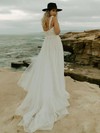 Tulle Sweetheart Court Train A-line Appliques Lace Wedding Dresses #PWD00023835