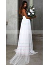 Tulle Halter Sweep Train A-line Ruffles Wedding Dresses #PWD00023847