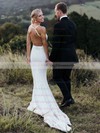Lace Scoop Neck Court Train Trumpet/Mermaid Wedding Dresses #PWD00023849