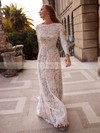Lace Scoop Neck Sweep Train A-line Wedding Dresses #PWD00023858