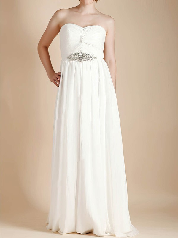 Cute Ivory Chiffon Sweetheart Criss Cross Empire Wedding Dresses #PWD00020481