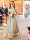 Chiffon V-neck Floor-length A-line Appliques Lace Bridesmaid Dresses #PWD01013774