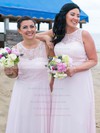 Chiffon Scoop Neck Floor-length A-line Appliques Lace Bridesmaid Dresses #PWD01013775