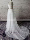 V-neck White Tulle Lace Sashes/Ribbons Court Train Elegant Wedding Dress #PWD00020483