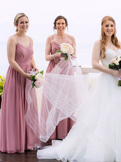 Chiffon V-neck Floor-length A-line Ruffles Bridesmaid Dresses #PWD01013785