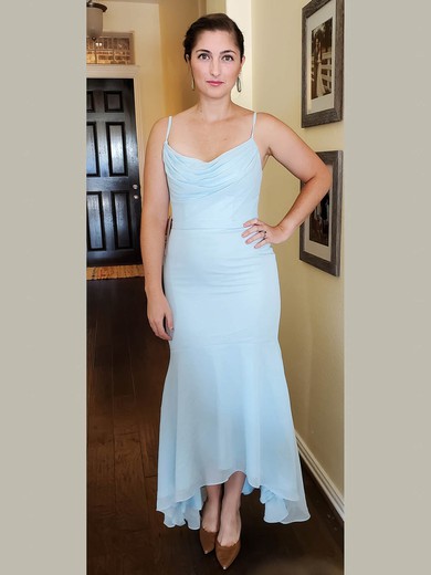 Chiffon Cowl Neck Asymmetrical A-line Bridesmaid Dresses #PWD01013792