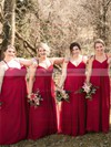 Chiffon V-neck Floor-length A-line Appliques Lace Bridesmaid Dresses #PWD01013797