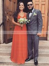 Chiffon V-neck Floor-length A-line Bridesmaid Dresses #PWD01013807
