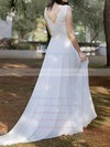 Scoop Neck White Chiffon and Court Train Lace Online Wedding Dresses #PWD00020486