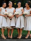 Silk-like Satin Scoop Neck Knee-length A-line Appliques Lace Bridesmaid Dresses #PWD01013869