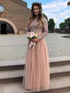 Tulle Glitter Scoop Neck Floor-length A-line Bridesmaid Dresses #PWD01013891