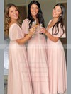 Chiffon V-neck Floor-length A-line Bridesmaid Dresses #PWD01013928
