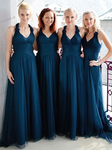 Taffeta V-neck Sweep Train A-line Bridesmaid Dresses #PWD01014112