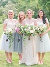 Tulle Scoop Neck Tea-length A-line Appliques Lace Bridesmaid Dresses #PWD01014139