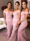 Stretch Crepe Off-the-shoulder Sweep Train Trumpet/Mermaid Bridesmaid Dresses #PWD01014141