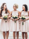 Chiffon Scoop Neck Knee-length A-line Appliques Lace Bridesmaid Dresses #PWD01014148