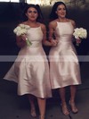 Silk-like Satin Square Neckline Tea-length A-line Bridesmaid Dresses #PWD01014149