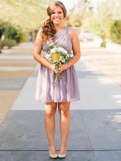 Chiffon One Shoulder Knee-length A-line Bridesmaid Dresses #PWD01014154